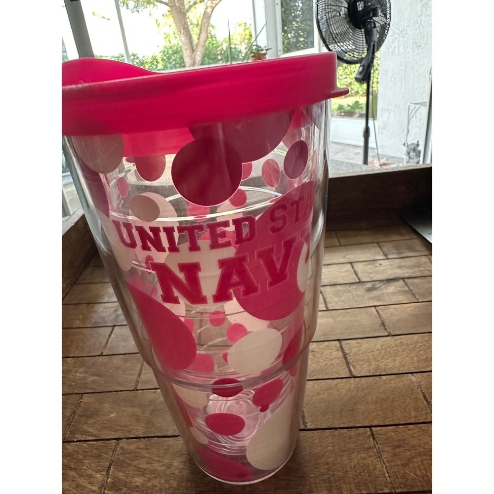 Tervis United States Navy Tumbler Pink Polka Dot‎ Insulated 24oz Travel Cup new